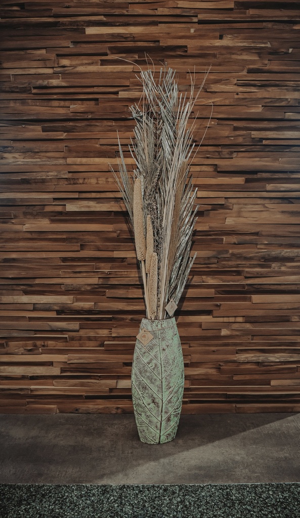 Vase "Jane" 11x18x42cm mit Trockenblumenstrauß „Evita“