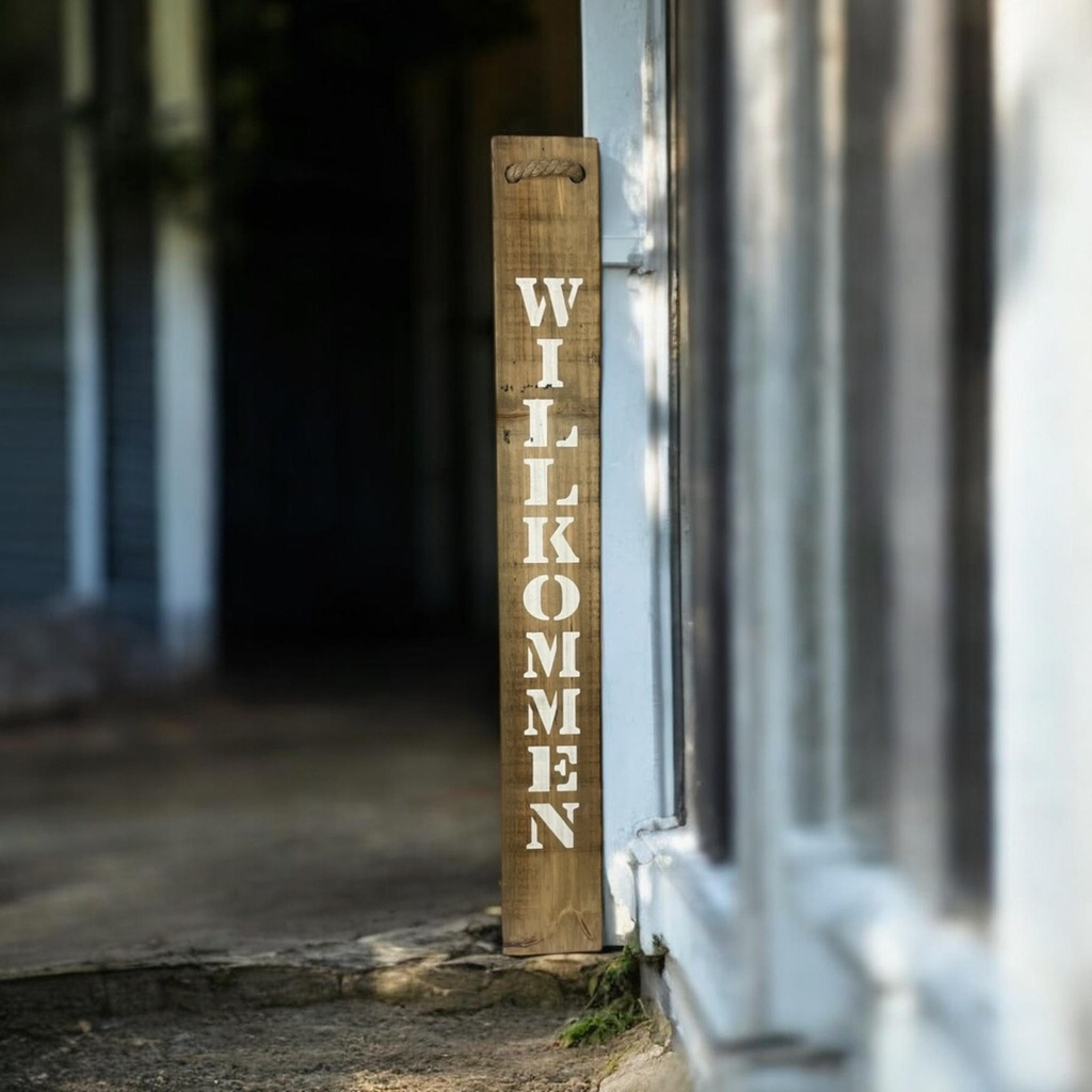 Holzschild "Willkommen" klein H: 78cm B: 10cm