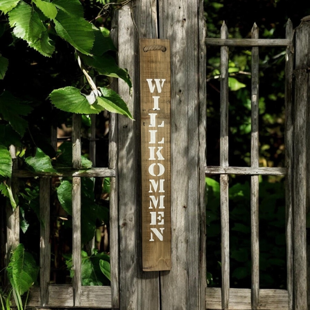 Holzschild "Willkommen" klein H: 78cm B: 10cm