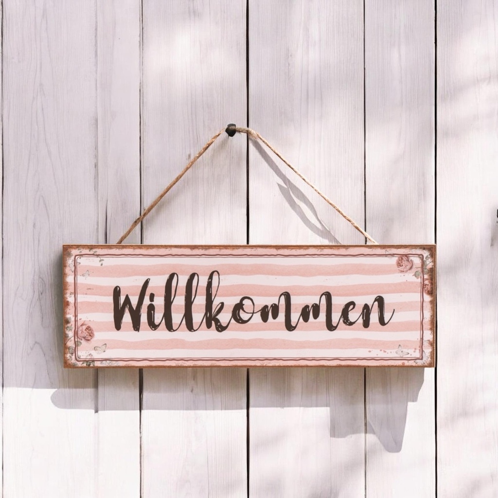 Holzschild "Willkommen" 30 x 10cm