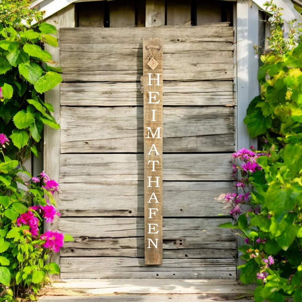 Holzschild "Heimathafen" 118x10x1,5cm