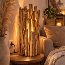 Rustikale Holzlampe aus Kastatienholz H: 58cm