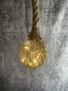 Glaskugel an Seil schwarz gold 10cm