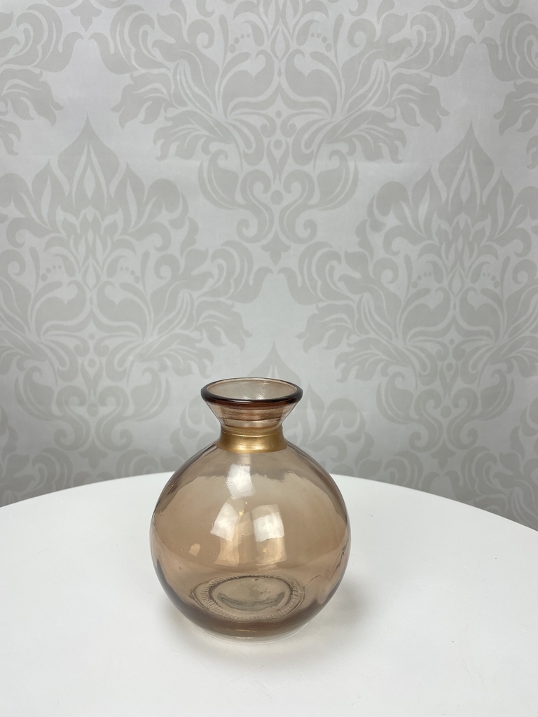 Glasvase beige/kupfer "Maila" H: 13,5cm D: 10cm