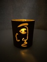 Teelichhalter "Nahla" gold mit Gesicht 8,8x8,8x10cm