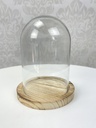 Glasglocke mit Holzboden D:12,5x17cm