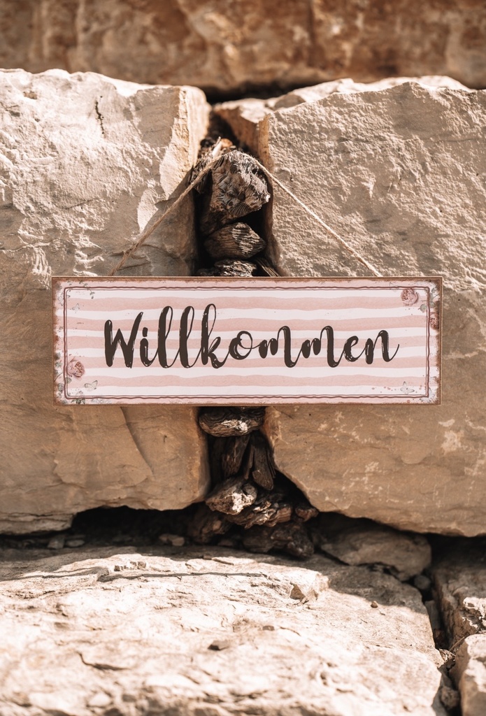 Holzschild "Willkommen" 30 x 10cm