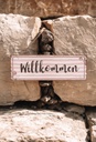 Holzschild "Willkommen" 30 x 10cm