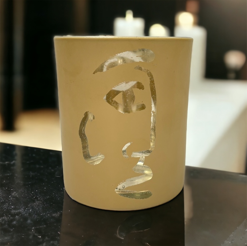 Teelichhalter "Nahla" gold mit Gesicht 8,8x8,8x10cm