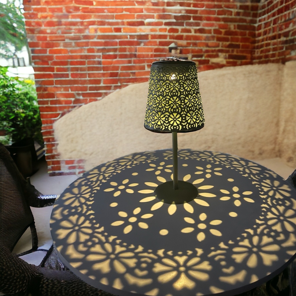 Solar Tischlampe metall 12x12x28cm