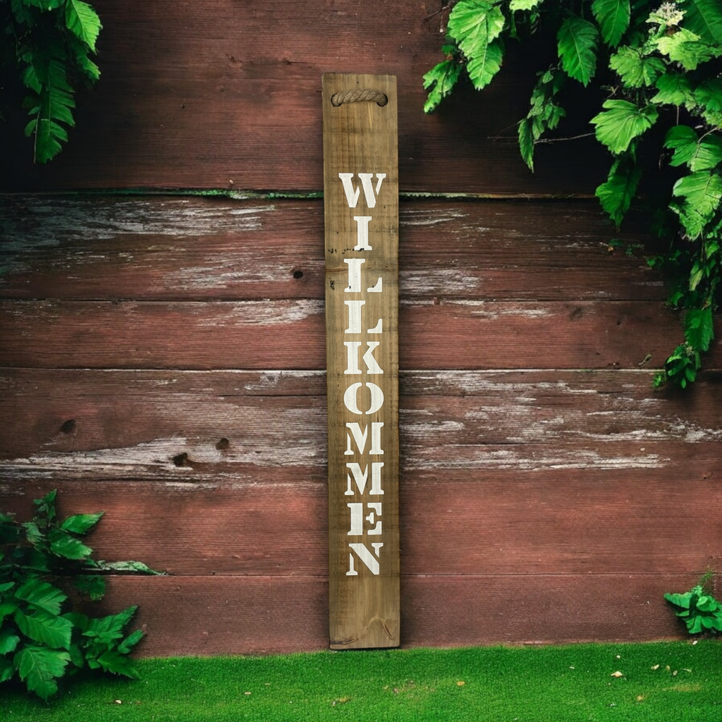 Holzschild "Willkommen" klein H: 78cm B: 10cm