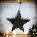 Leuchtstern schwarz Glitzer D: 40cm 15 LED warmweiß