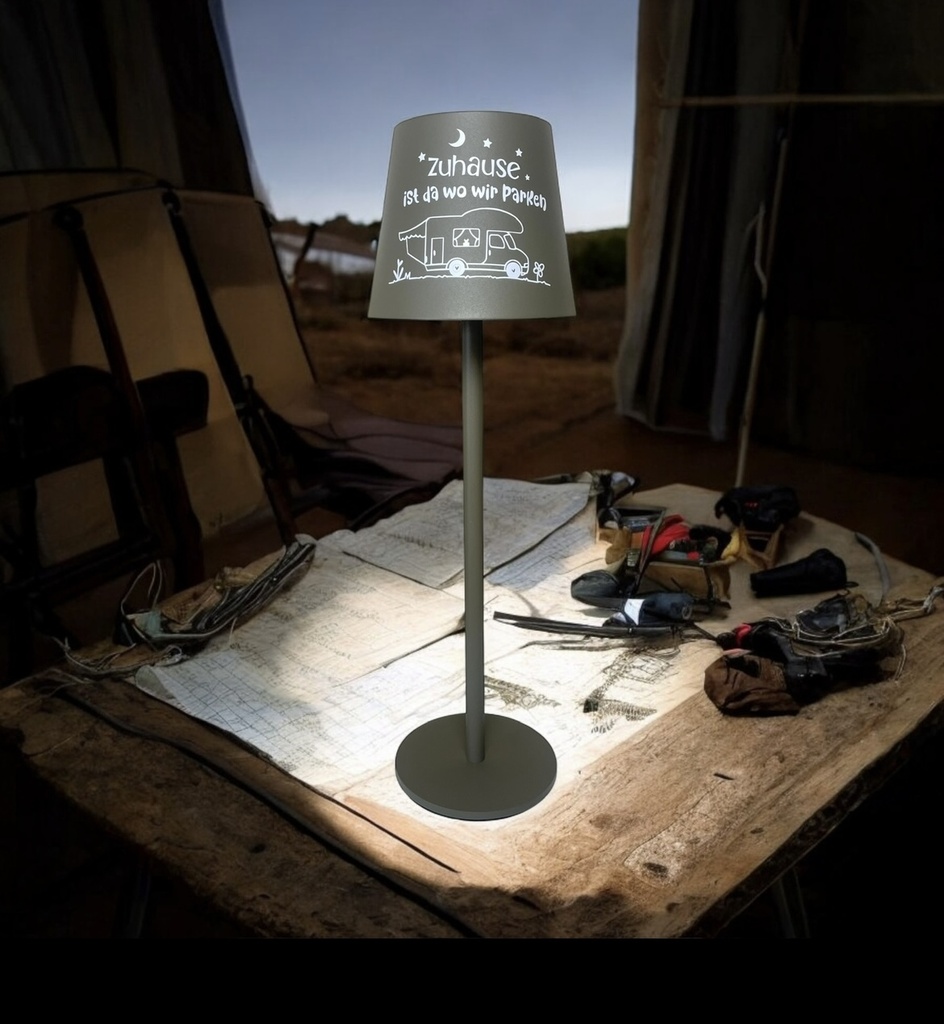 LED Tischlampe beschriftet