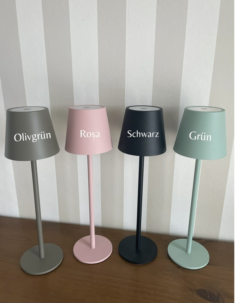 LED Tischlampe beschriftet