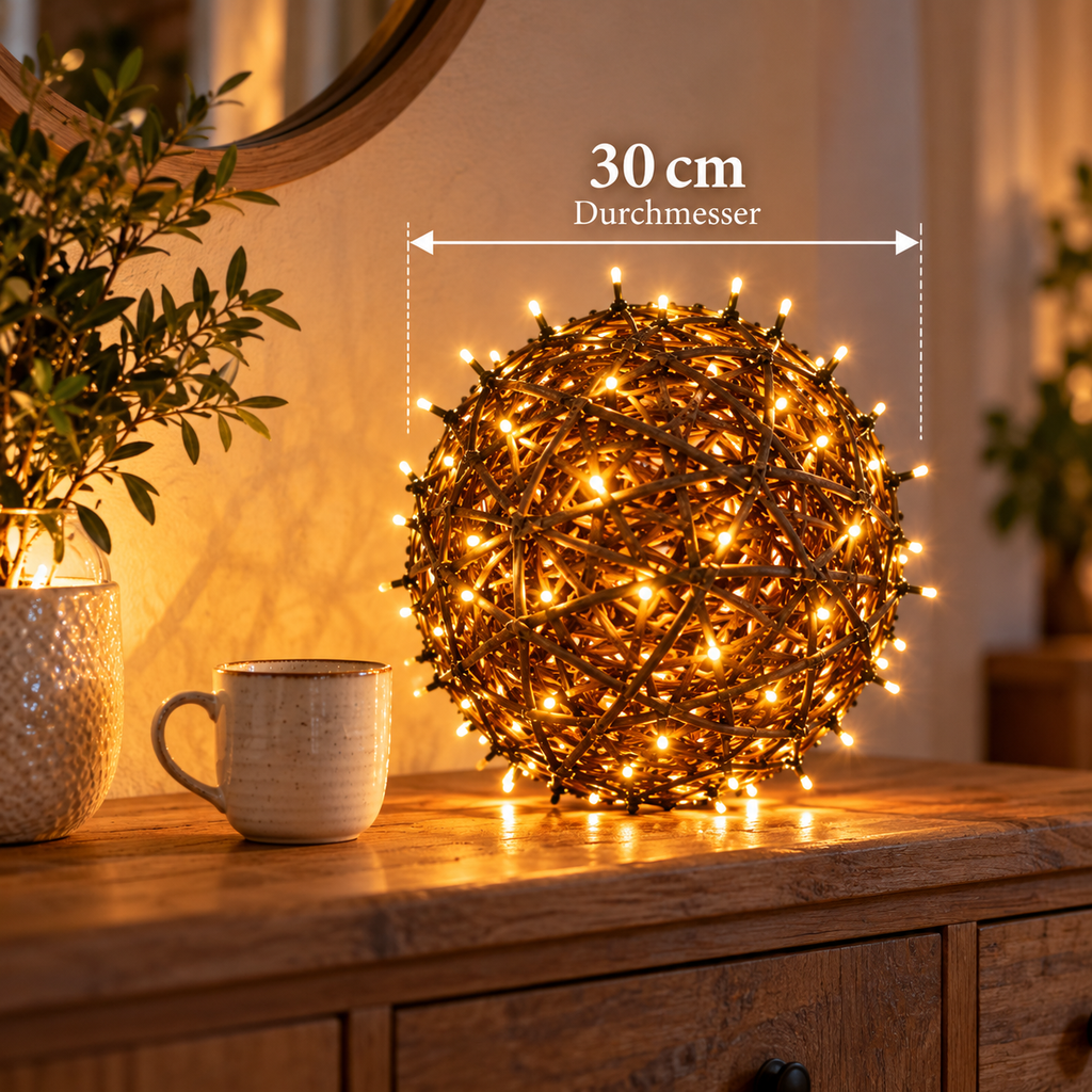 Weidenkugel D: 30cm beleuchtet