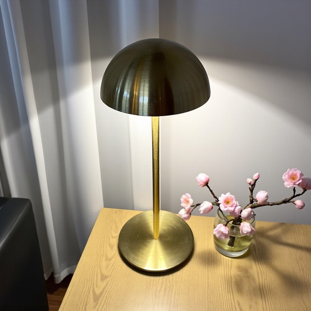 Tischlampe rund, gold H: 22cm wiederaufladbar