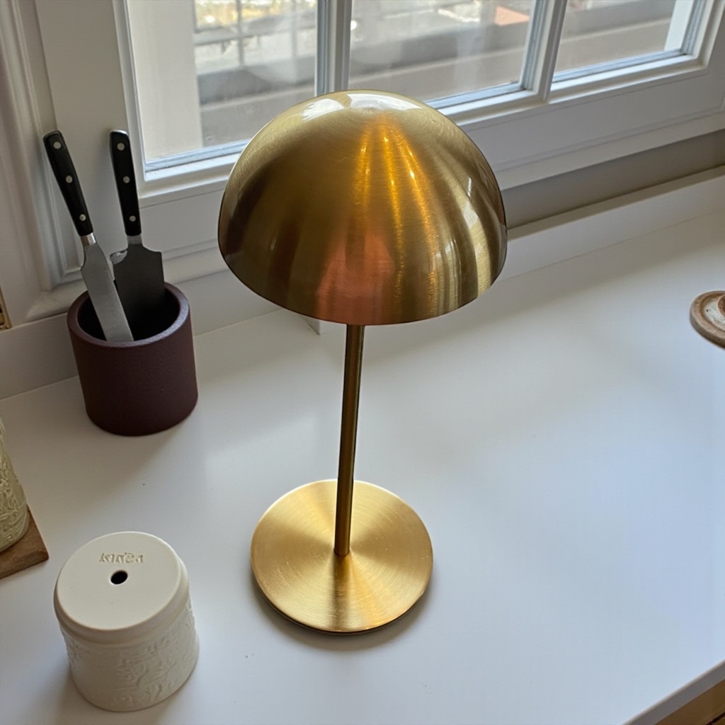 Tischlampe rund, gold H: 22cm wiederaufladbar