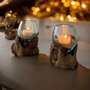 Wurzel mit Glas 18cm x 13cm x 18cm natur