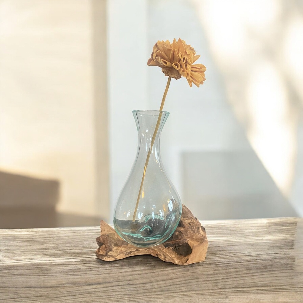 Wurzel mit Glasvase 22 x 17 x 27cm