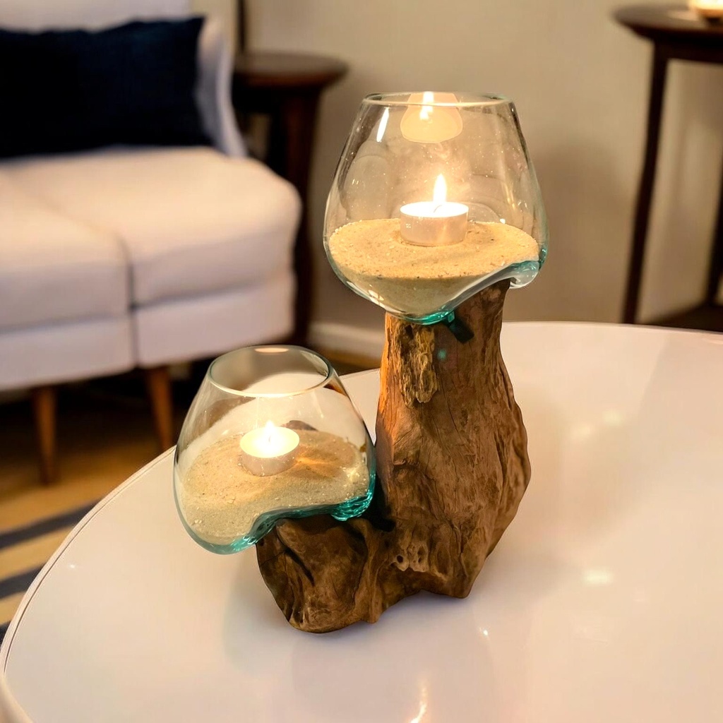 Wurzel mit 2 Gläsern natur ca.20x12x30cm