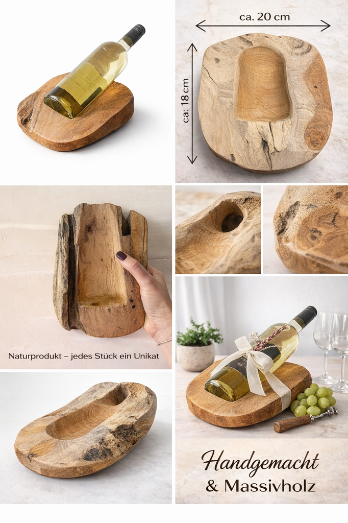 Teakholz Flaschenhalter 20x20x8cm