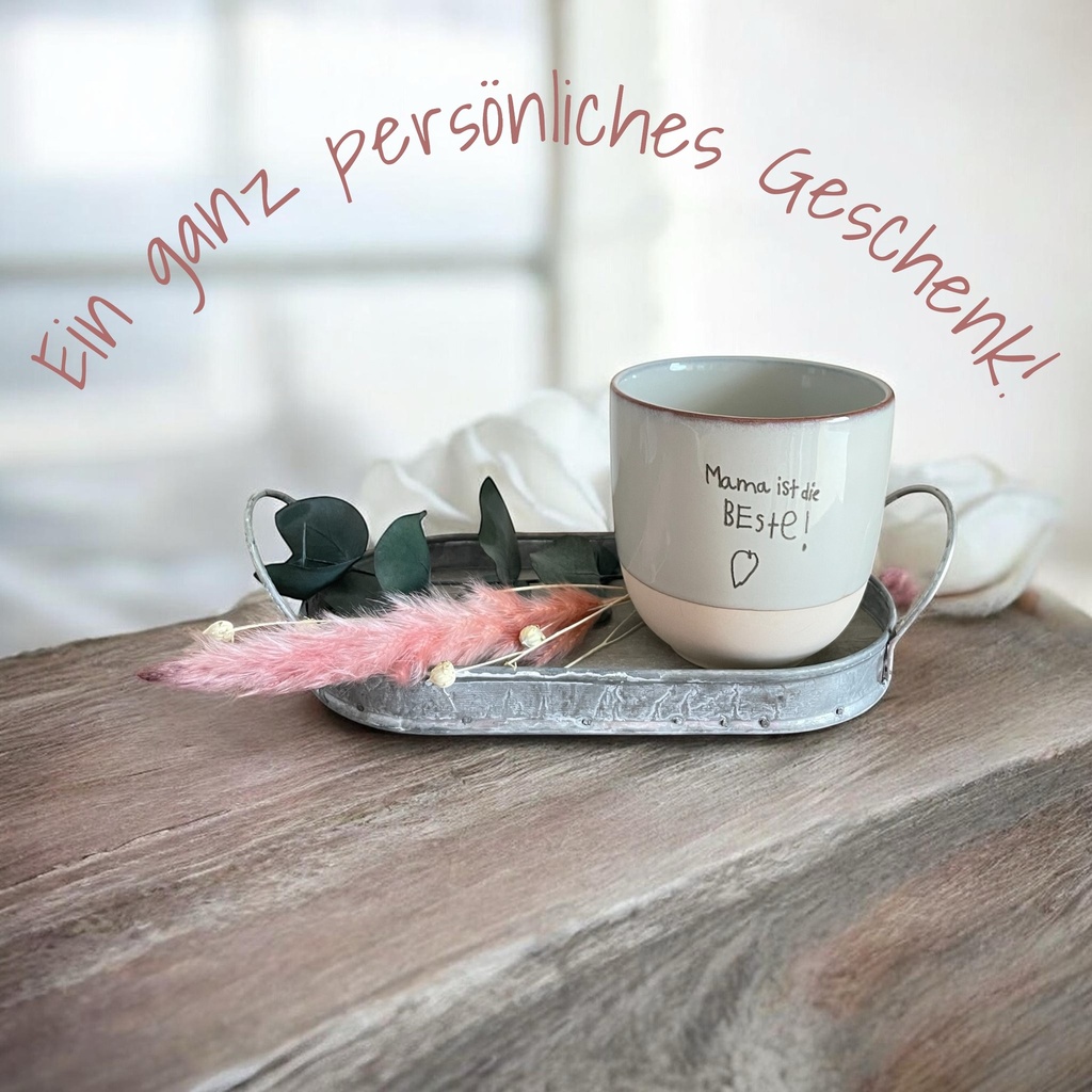 Personalisierter Keramikbecher mit eigener Handschrift oder Zeichnung