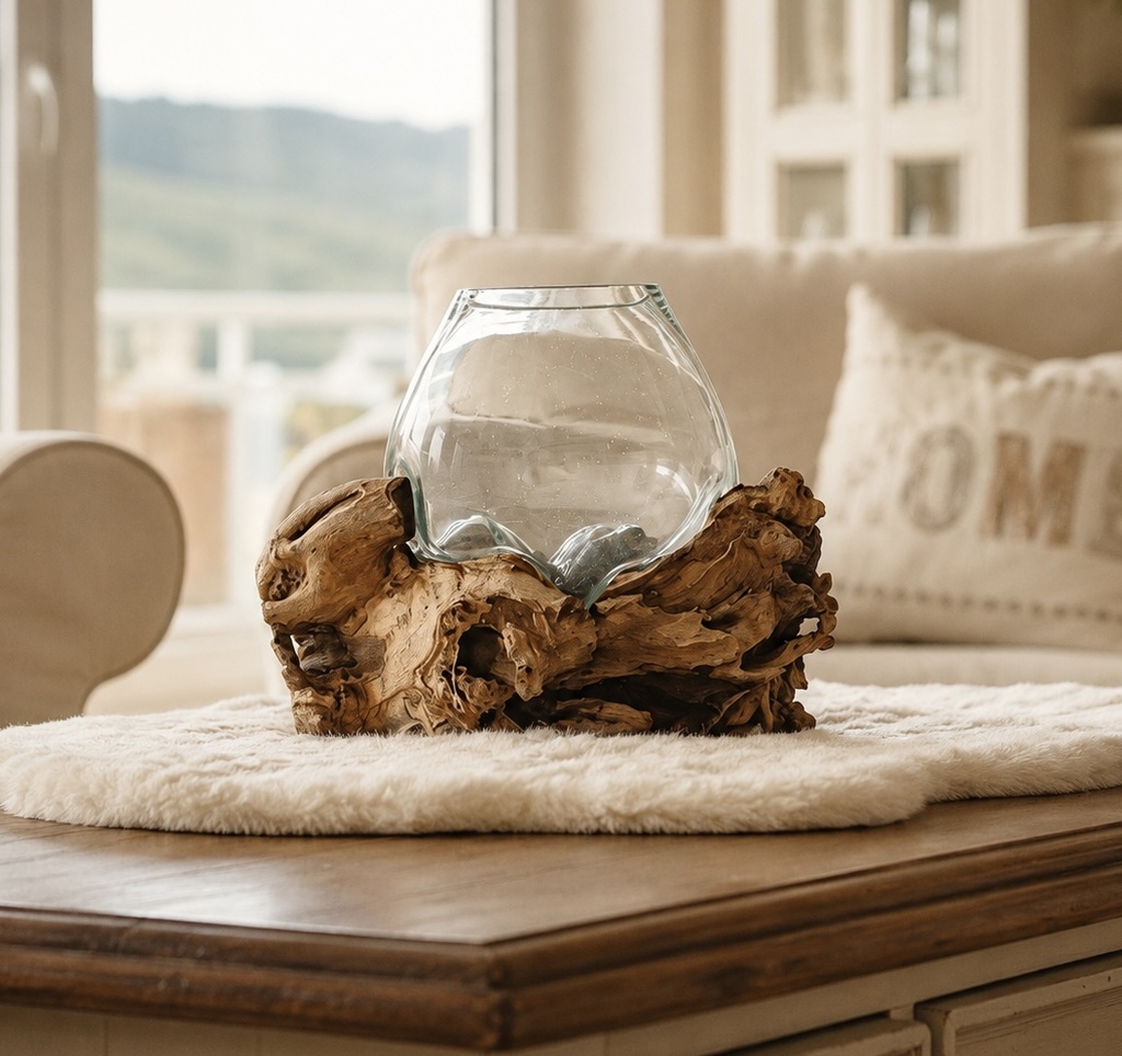 Wurzel mit Glas 28x22x26 natur
