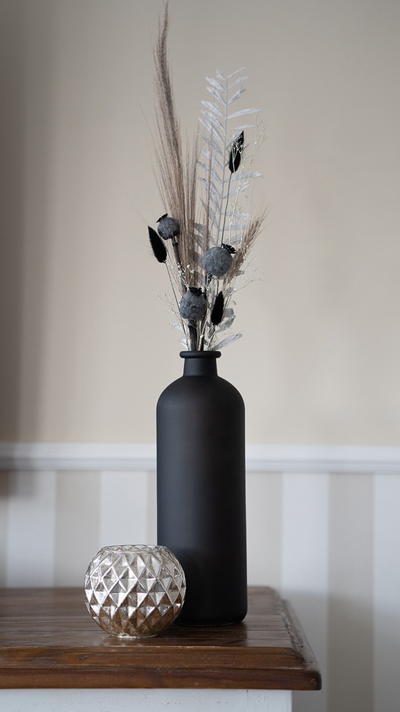Flaschenvase schwarz matt H: 33cm D: 10cm