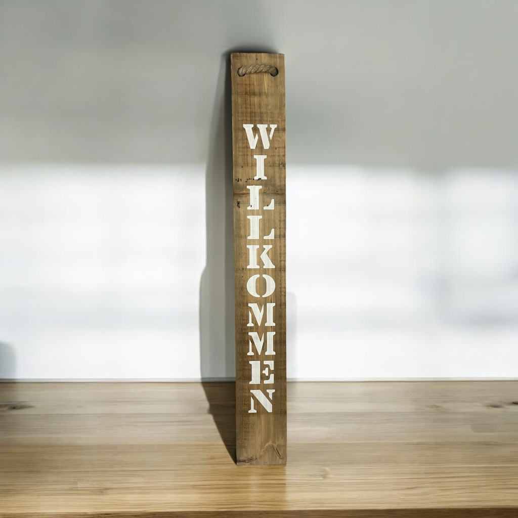 Holzschild "Willkommen" klein H: 78cm B: 10cm