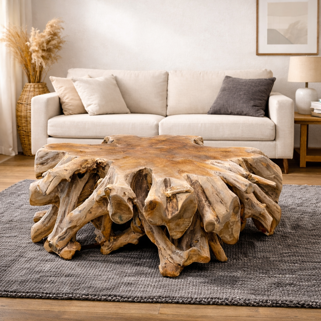 Tisch aus Teakwurzel H: 48cm D: ca.100cm