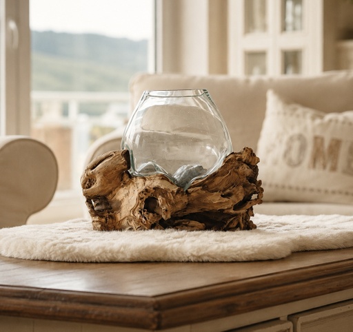 Wurzel mit Glas 28x22x26 natur
