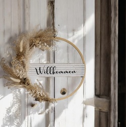 [A936] Hoop "Willkommen" mit Trockenblumen D: 30cm