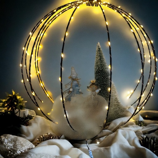 LED Leuchtkugel Metall schwarz D: 40cm 192 LED warmweiß