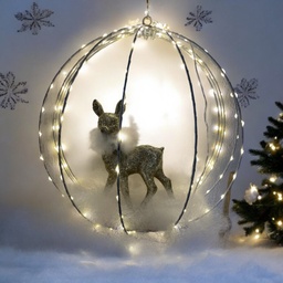 [A968] LED Leuchtkugel Metall weiß D: 40cm 192LED kaltweiß