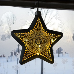 [A1032] Glasstern "Marrakesch" Schwarz/Gold D: 19cm