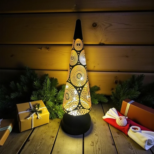 Glasbaum "Marrakesch" Schwarz/Gold H: 30cm