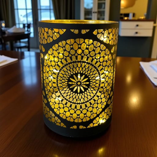 Glaszylinder " Marrakesch" Schwarz/ GoldH: 12cm